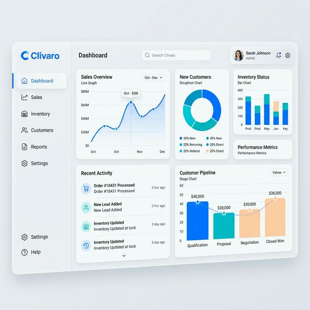 Clivaro Hero Dashboard